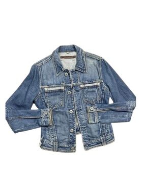 Y2K YANUK Contoured Fitted Denim Jean Jacket Womens Small Blue Japan Boho Classy